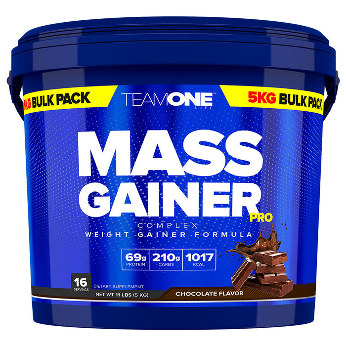 Team One Life Mass Gainer Pro, Chocolate, 5 KG, Rich in Calories, High Protein Content