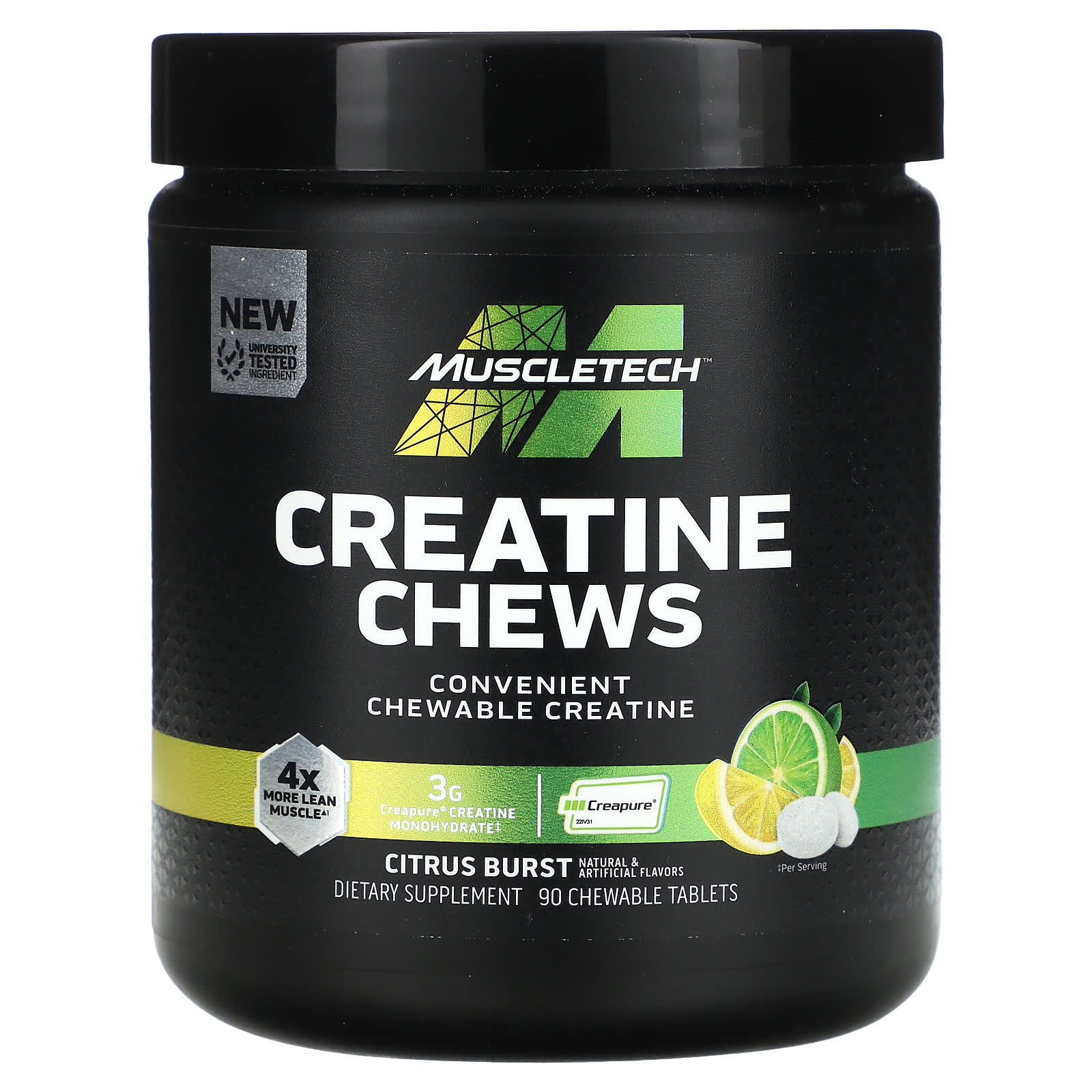 Muscletech Creatine Chews, Citrus, 90 Chewable Tablets, Supports Muscle Growth