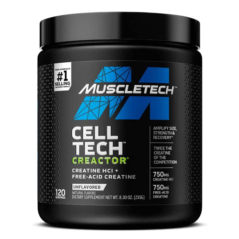 MuscleTech Creatine Cell Tech Creactor, Unflavored, 120, 750 mg Creatine HCI & 750 mg Free-Acid Creatine