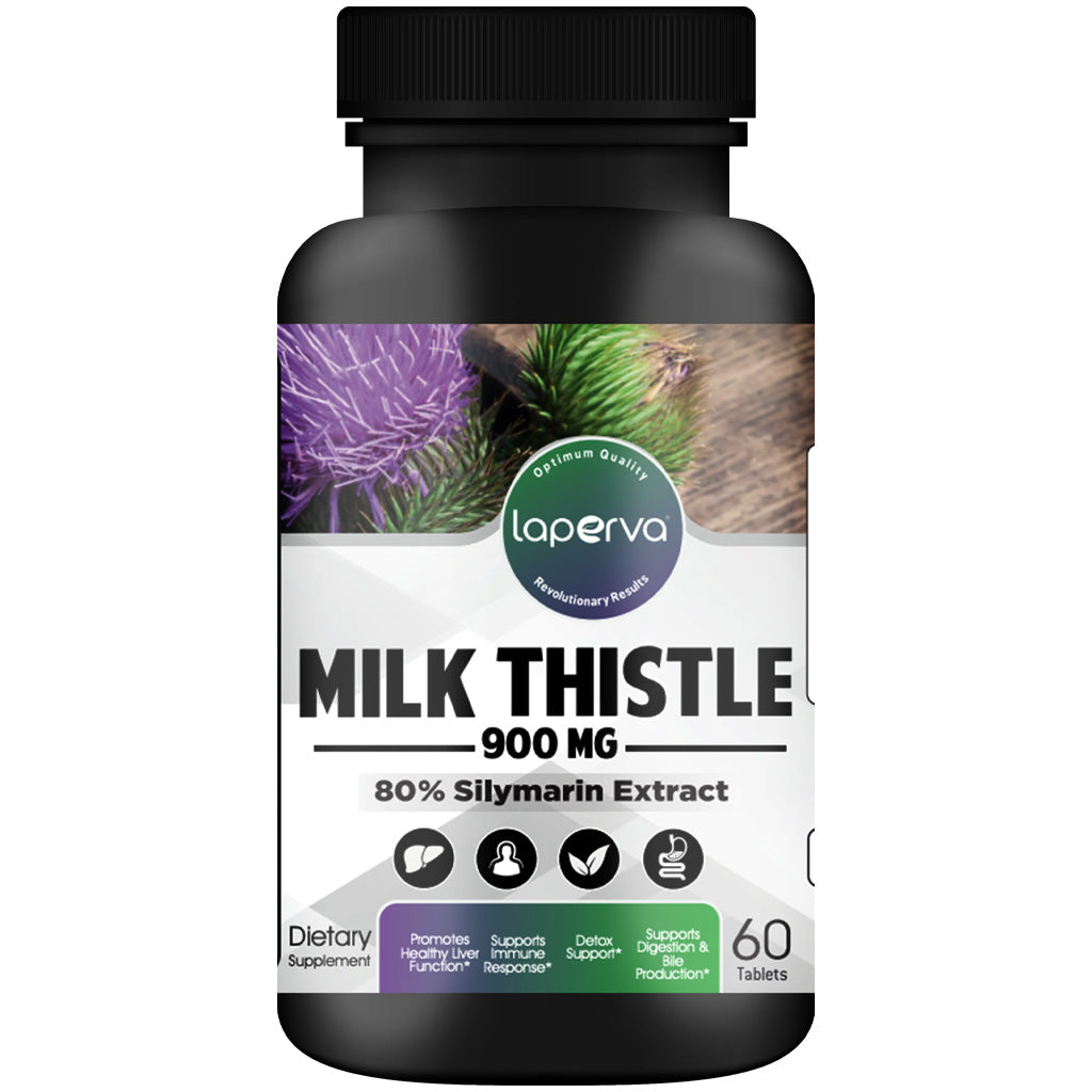 Laperva Milk Thistle Silymarin 80%, 900 mg, 60 Tablets, Promotes Healthy Liver Function