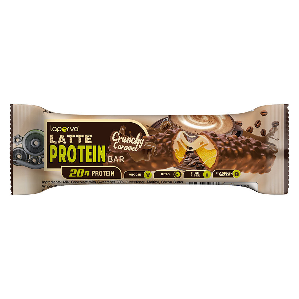 Laperva Latte Protein Bar, Crunchy Caramel, 1 Bar, Veggie, Keto- Friendly
