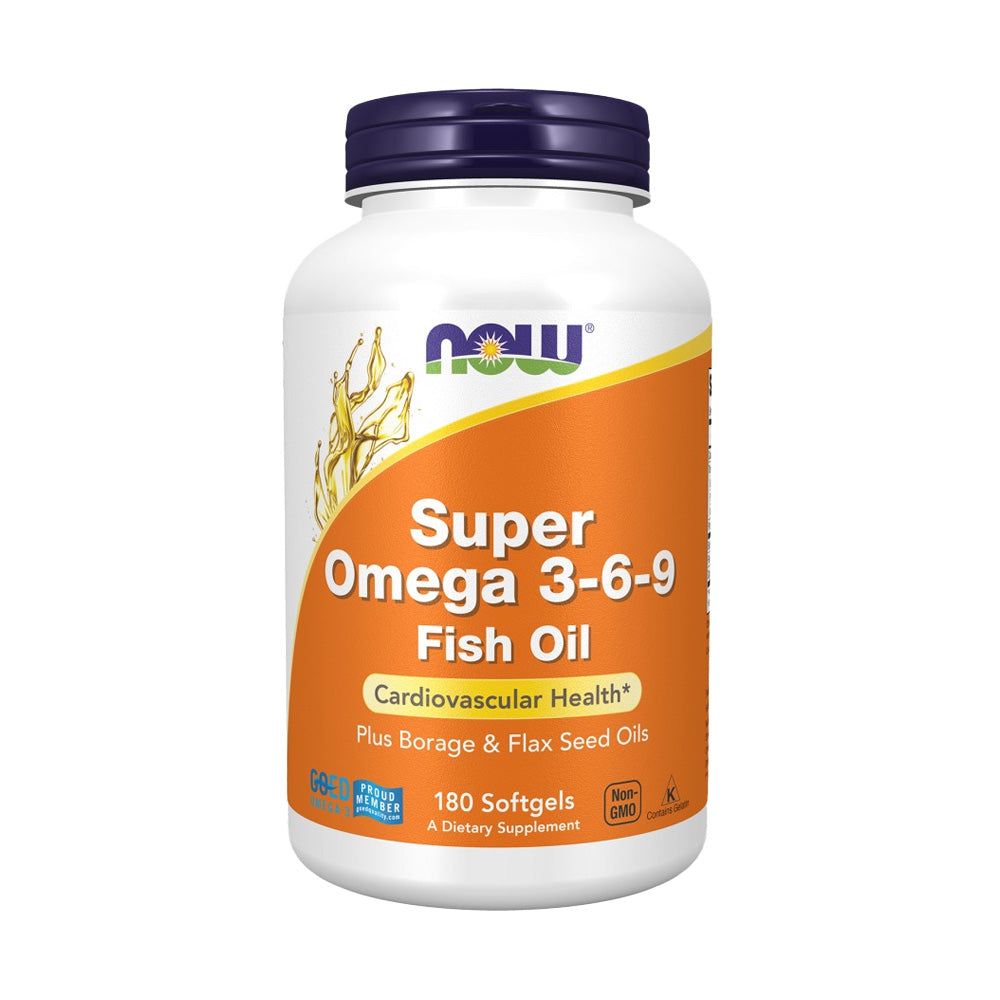 Now Super Omega 3-6-9, 180 Softgels, 1200 mg, Cardiovascular Health, Immune System Support