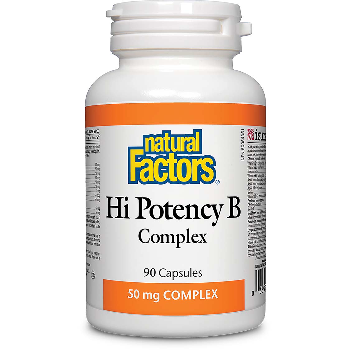 Natural Factors Hi Potency B Complex, 50 mg, 60 Capsules, Maintenance of Good Health