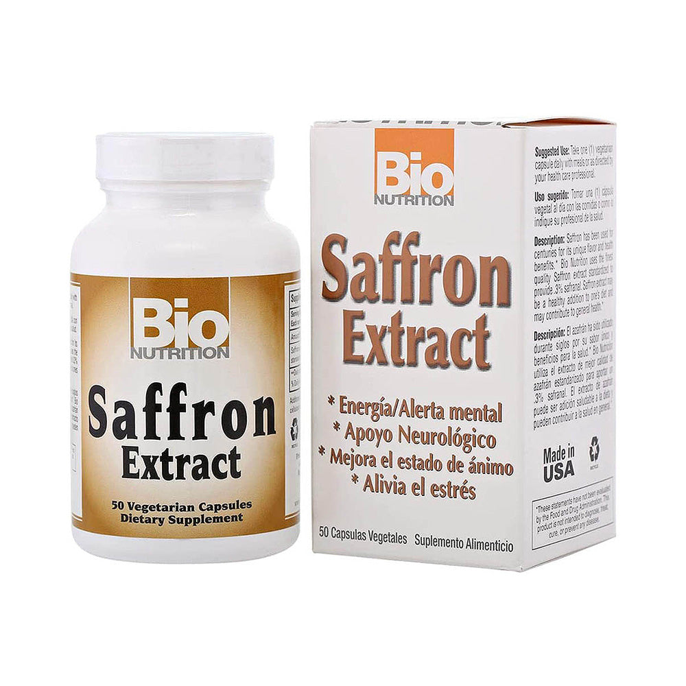 Bio Nutrition Saffron Extract, 50 Veggie Capsules, Stress Relief, Mood Enhancement