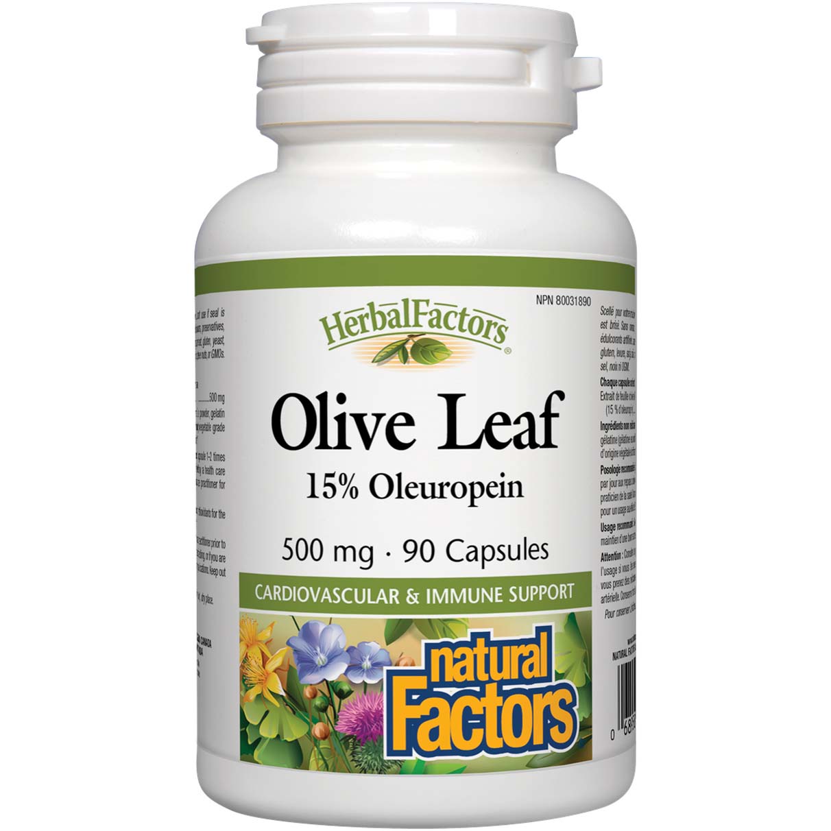 Natural Factors Olive Leaf, 500 mg, 90 Capsules, Antiviral, Antibacterial, Antimicrobial Function