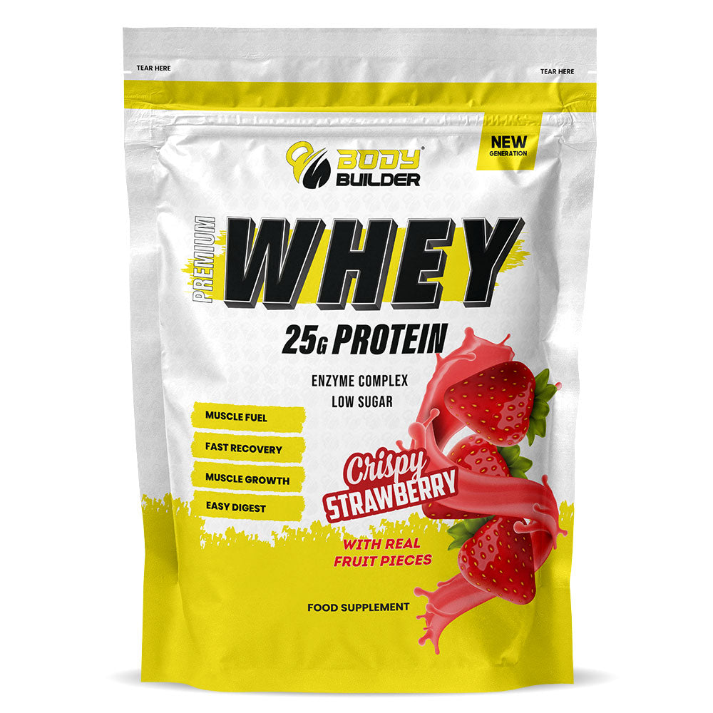 Body Builder Premium Whey Protein New Gen, Crispy Strawberry, 1LB, Muscle Growth