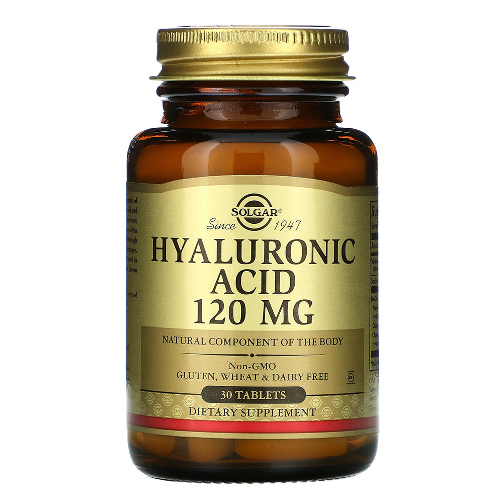 Solgar Hyaluronic Acid, 120 mg, 30 Tablets, Anti-Aging Signs, Alleviating Dry Skin