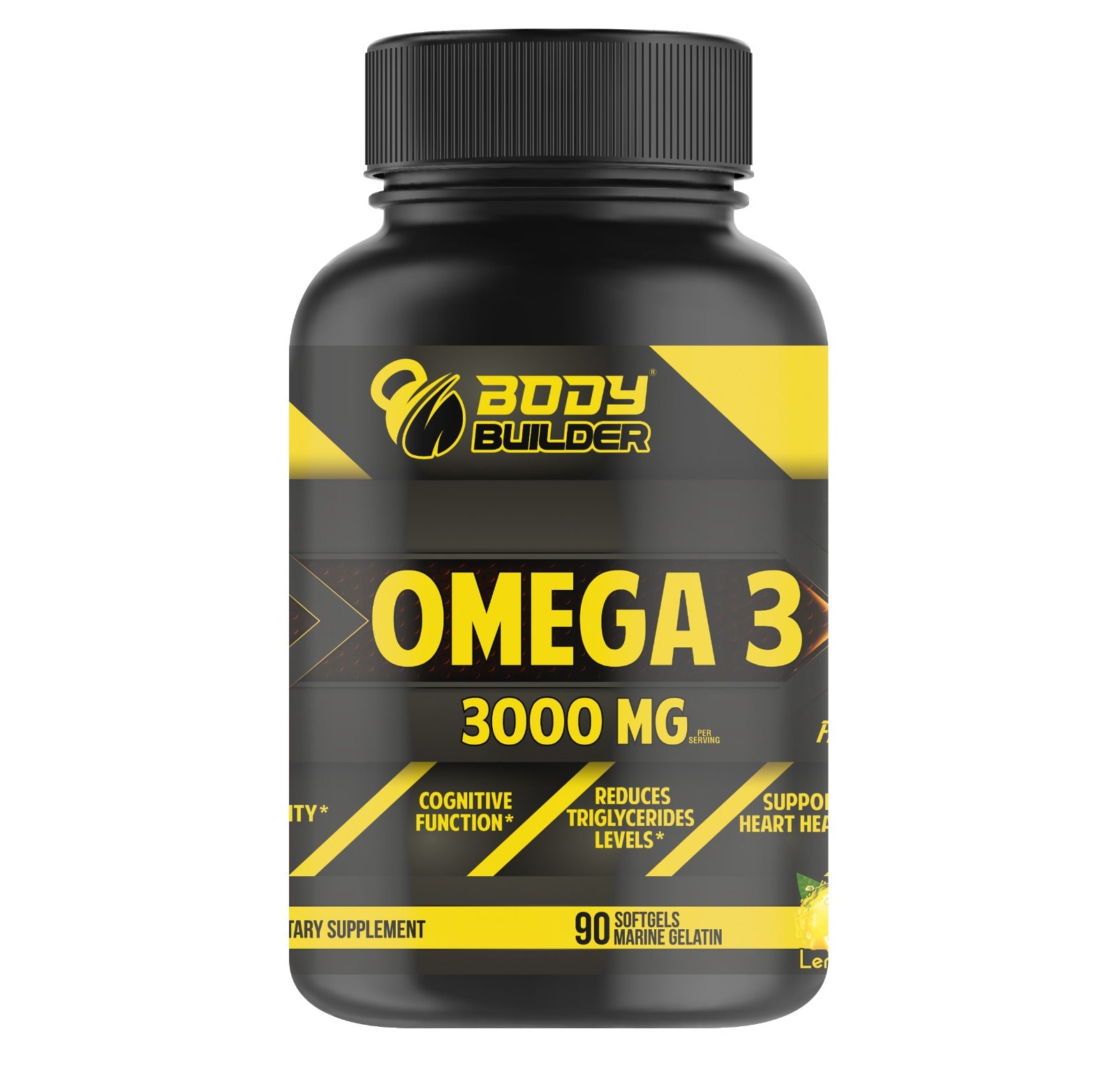 Body Builder Omega-3, 90 Softgels, 3000 mg, Lowering Blood Pressure, Prevention Of Depression and Anxiety