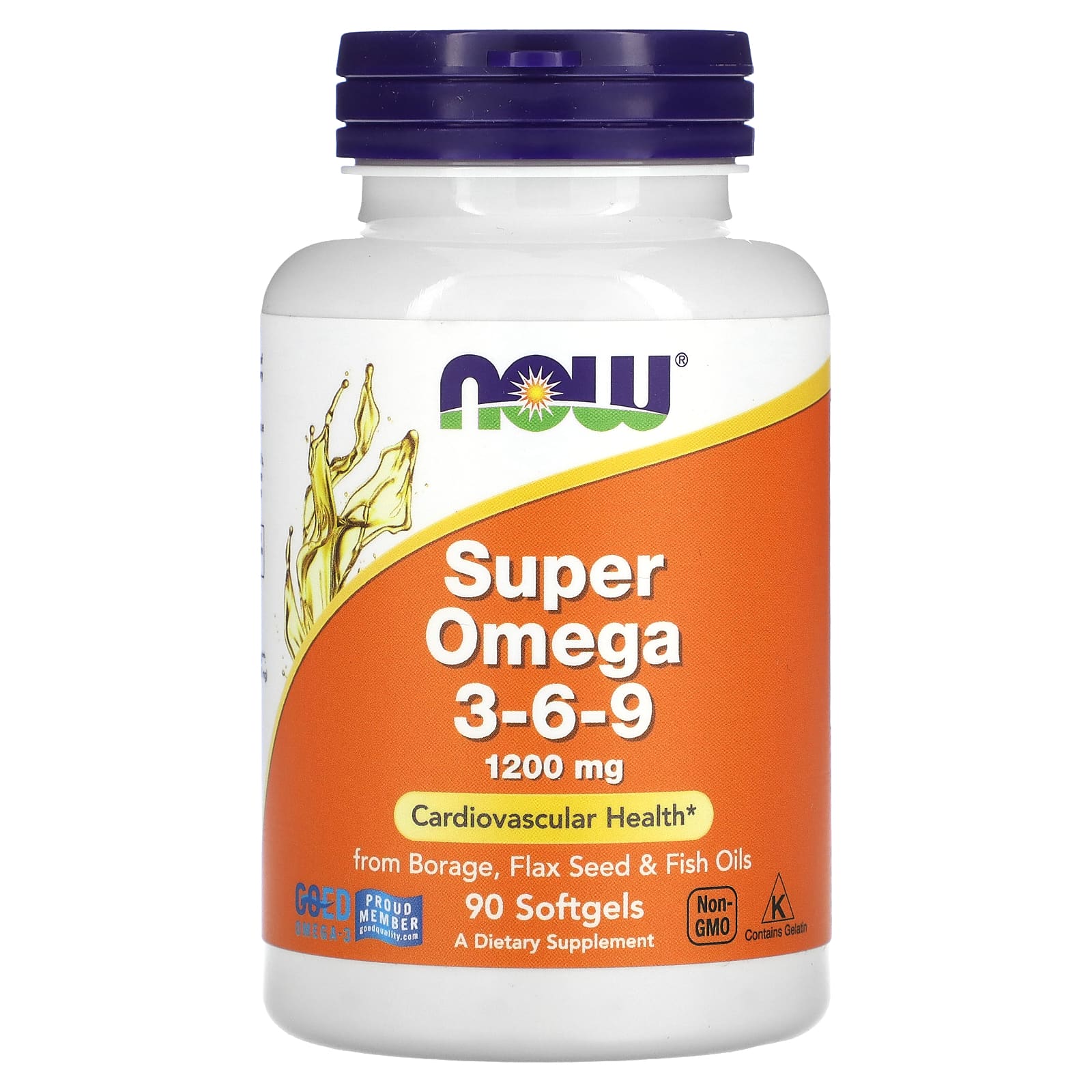 Now Super Omega 3-6-9, 90 Softgels, 1200 mg, Cardiovascular Health, Immune System Support
