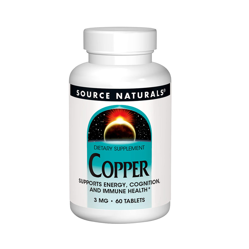 Source Naurals Copper, 60 Tablets, 3 mg, Antioxidants, Energy Production