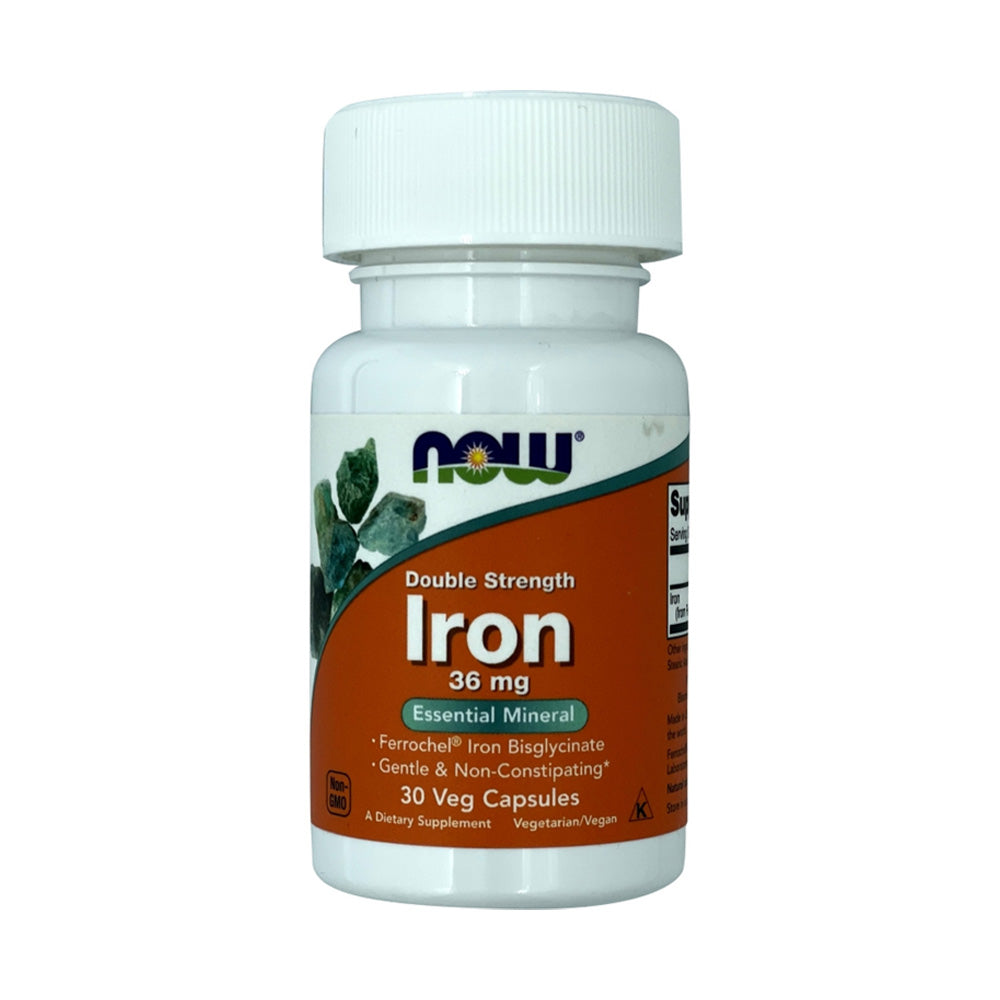 Now Double Strength Iron, 30 Veggie Capsules, 36 mg, Promote Energy Utilization