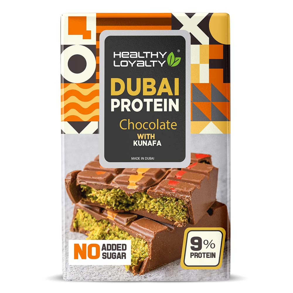 Healthy Loyalty Dubai Protein Chocolate With Kunafa, 100 Gm, 9% Protein