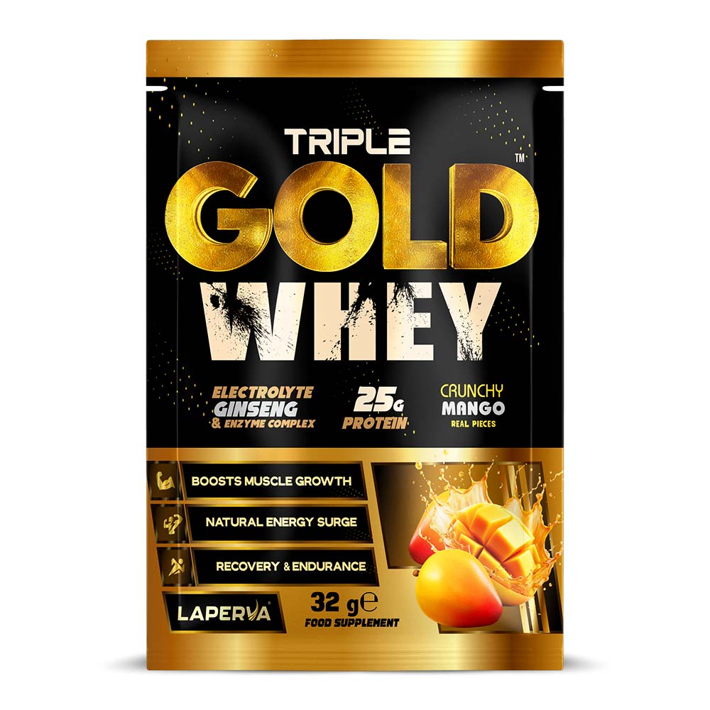 Laperva Triple Gold Whey, Crunchy Mango, 32 Gm, Contains Real Pieces, Recovery & Endurance