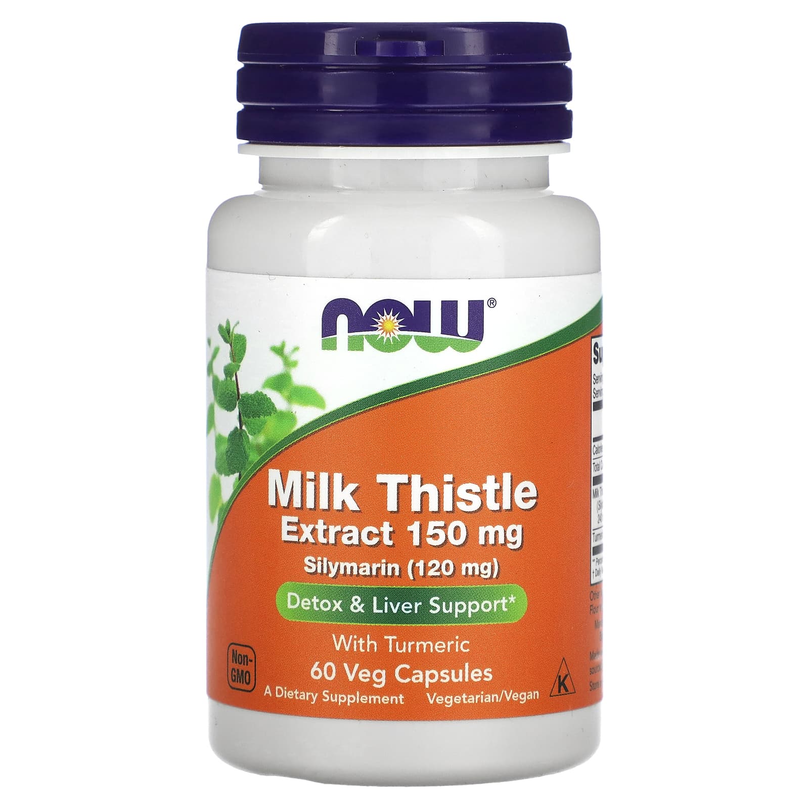 Now Milk Thistle Extract With Turmeric, 60 Veggie Capsules, 150 mg, Detox