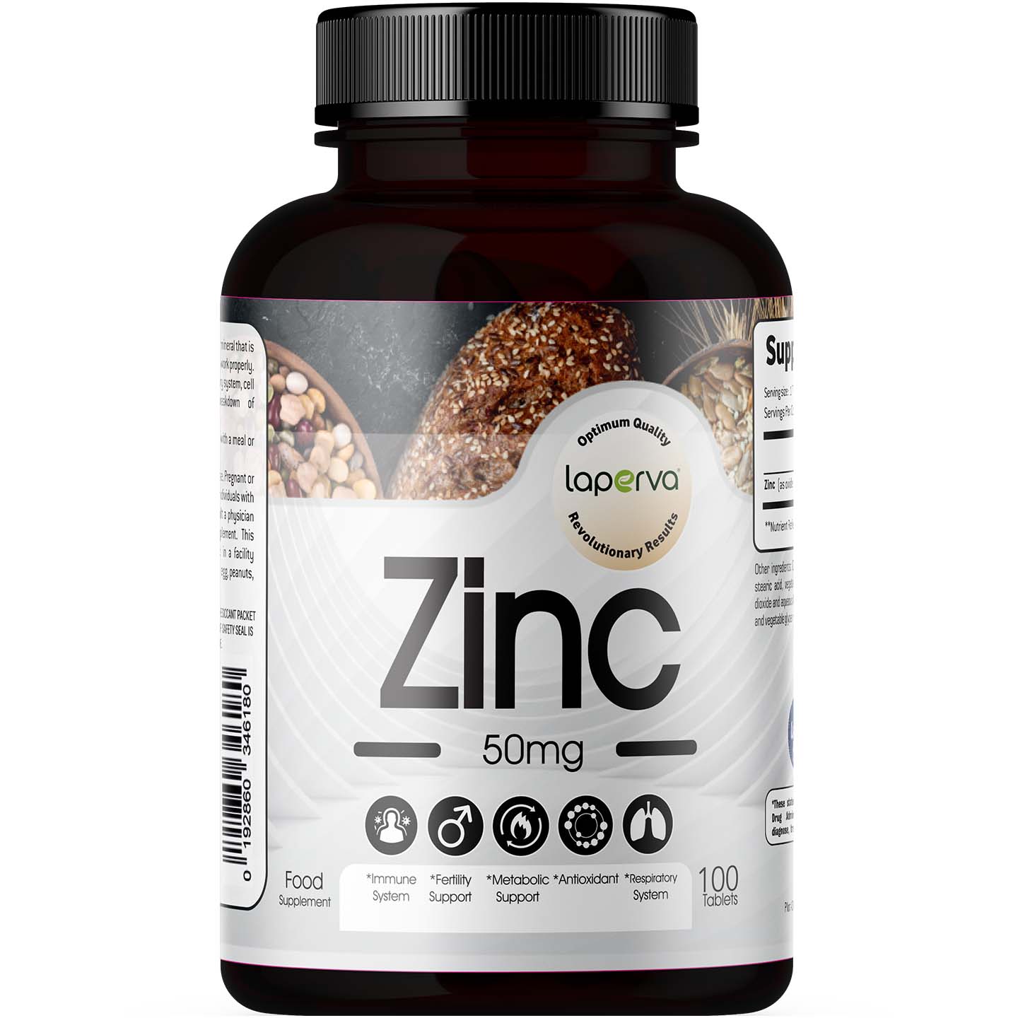 Laperva Zinc, 100 Tablets, 50 mg, Immune System Support, Fertility, Metabolism