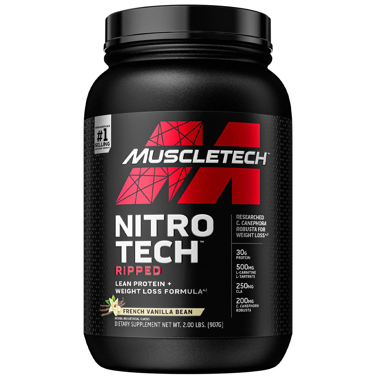 Muscletech Nitro Tech Ripped Lean Protein & Weight Loss, French Vanilla Bean, 2 LB