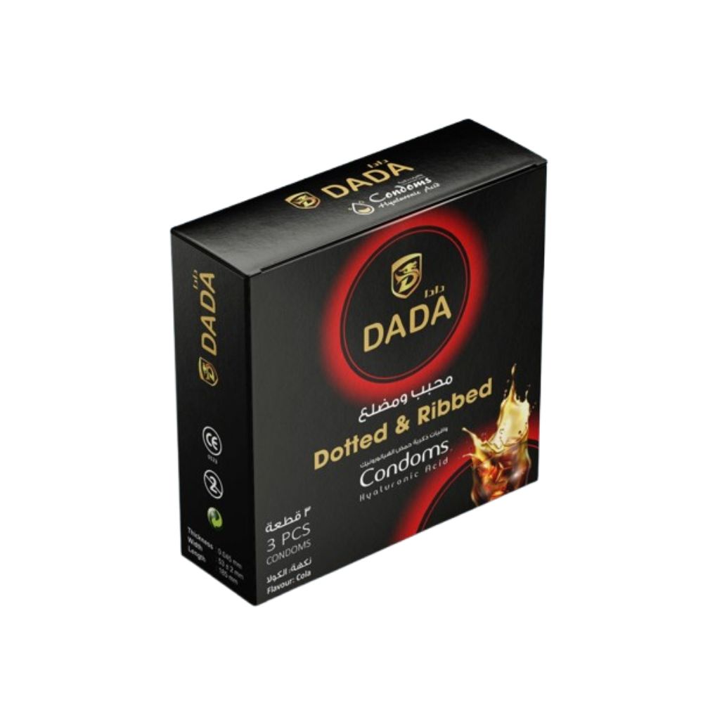Dada Dotted & Ribbed Cold Condoms, Pack of 3 Pcs, High-Quality Latex, Dotted & Ribbed Design