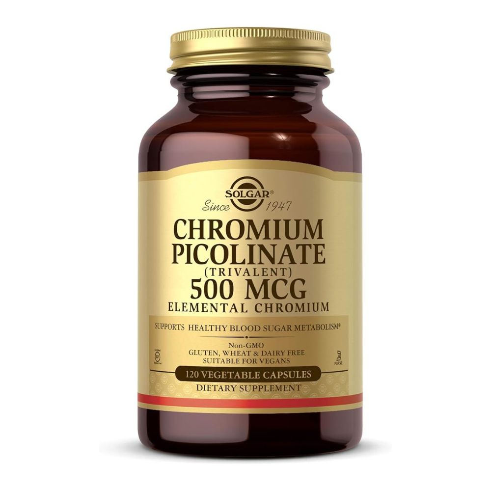 Solgar Chromium Picolinate, 500 mcg, 120 Veggie Capsules, Maintain Healthy Blood Sugar Levels