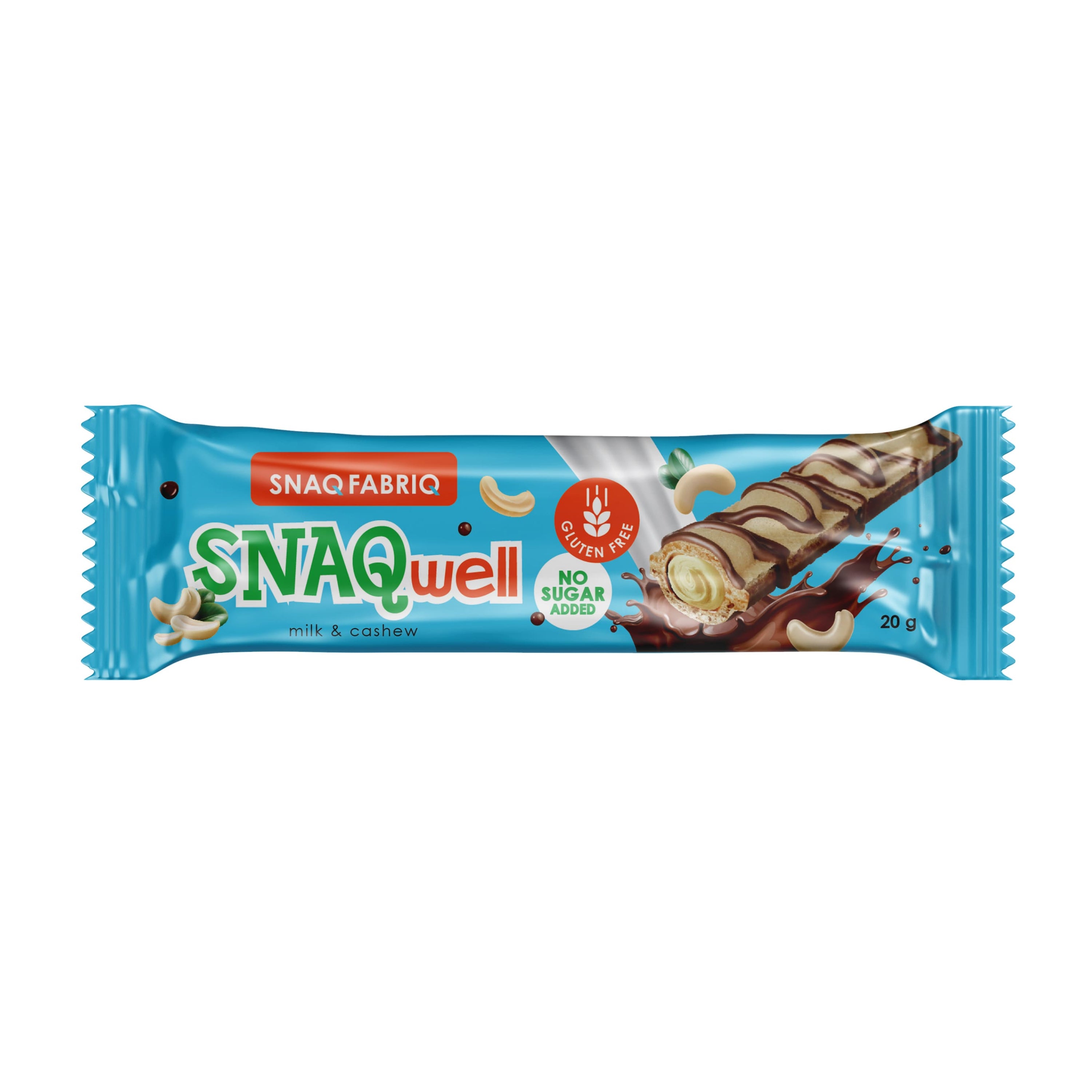 Snaq Fabric Snaq Well Wafer, Milk Nut, 1 Bar, No Added Sugar, Gluten - Free