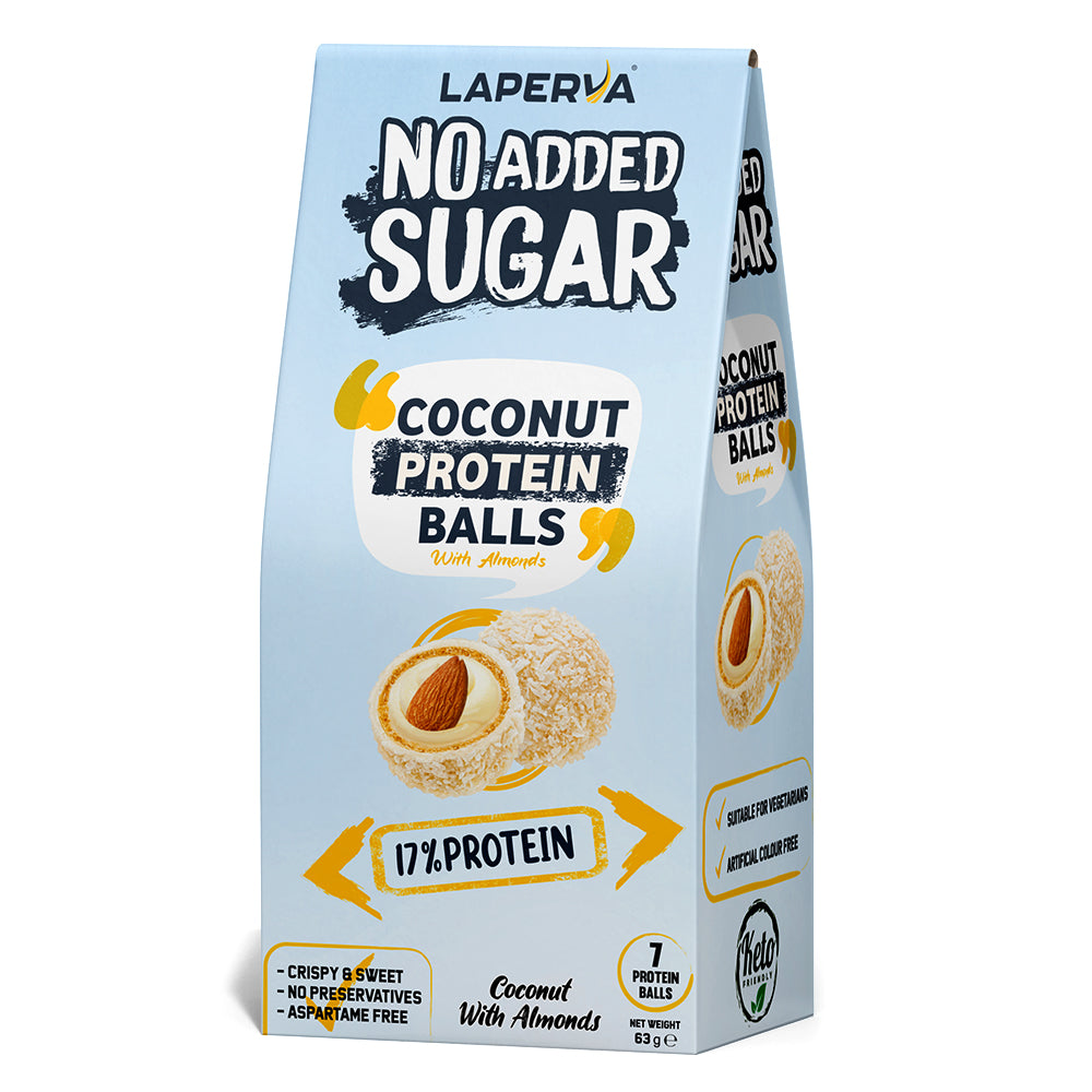 Laperva Coconut Protein Balls With Almonds, 63 gm, No Added Sugar, 17% Protein