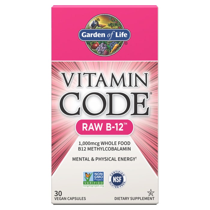 Garden Of Life Vitamin Code Raw B 12, 30 Veggie Capsules, 1000 mcg, Whole Food B12 Methylcobalamin