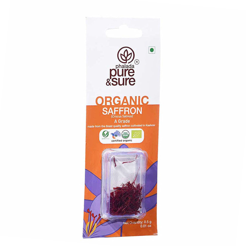 Pure & Sure Organic Saffron, 0.5 g, Adds flavor and color, Rich in antioxidants