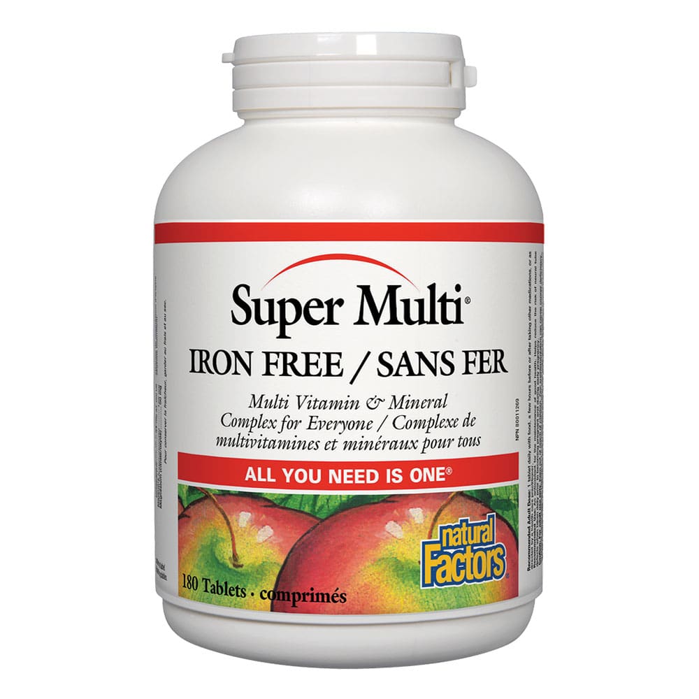 Natural Factors Super Multi Iron Free, 180 Tablets, Helps your Body Deal with Stress