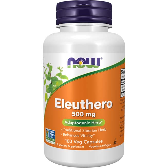 Now Eleuthero, 500 mg, 100 Veggie Capsules, Enhances Vitality, Supports Adapt to Stress