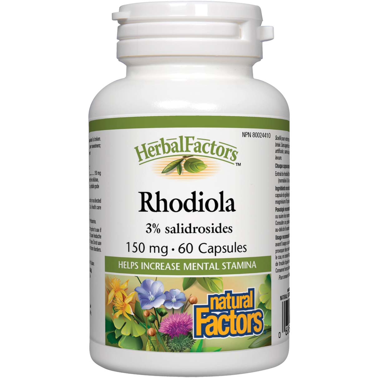 Natural Factors Rhodiola, 150 mg, 60 Capsules, Relieves Symptoms of Stress