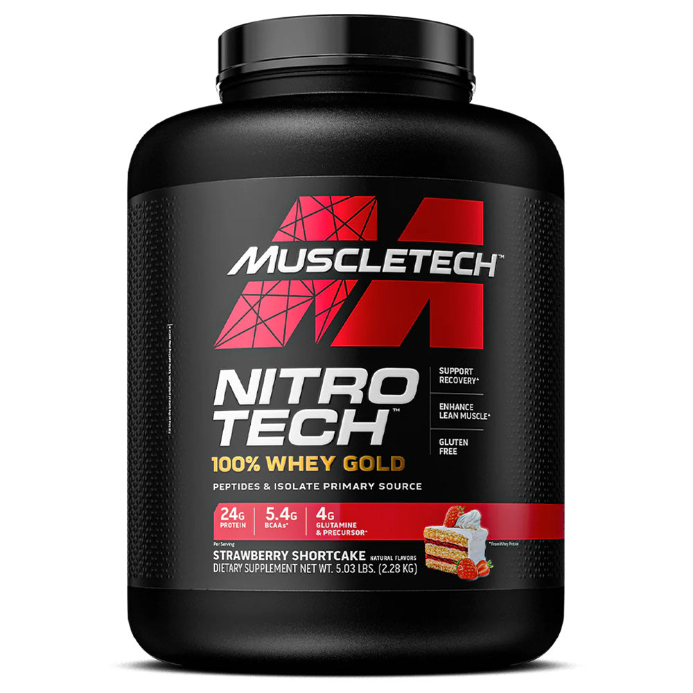 Muscletech Nitro Tech Whey Gold, Strawberry, 5 LB, Build more Strength and Muscle