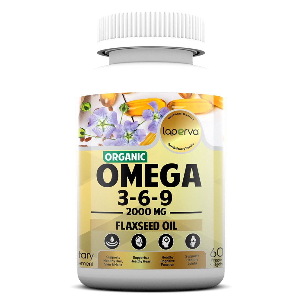 Laperva Organic Omega-3-6-9, 60 Veggie Softgels, 2000 mg, Promote Cardiovascular Health