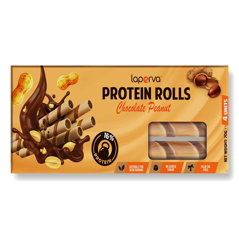Laperva Protein Rolls, Chocolate Peanut, 1 Bar, 14% Protein, Palm Oil Free