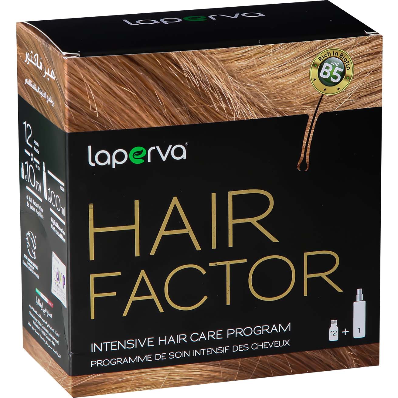 Laperva Hair Factor, 12 Ampoules, Helps in Anti-Hair Loss, Optimized Moisture Balance for Healthy Looking Hair.