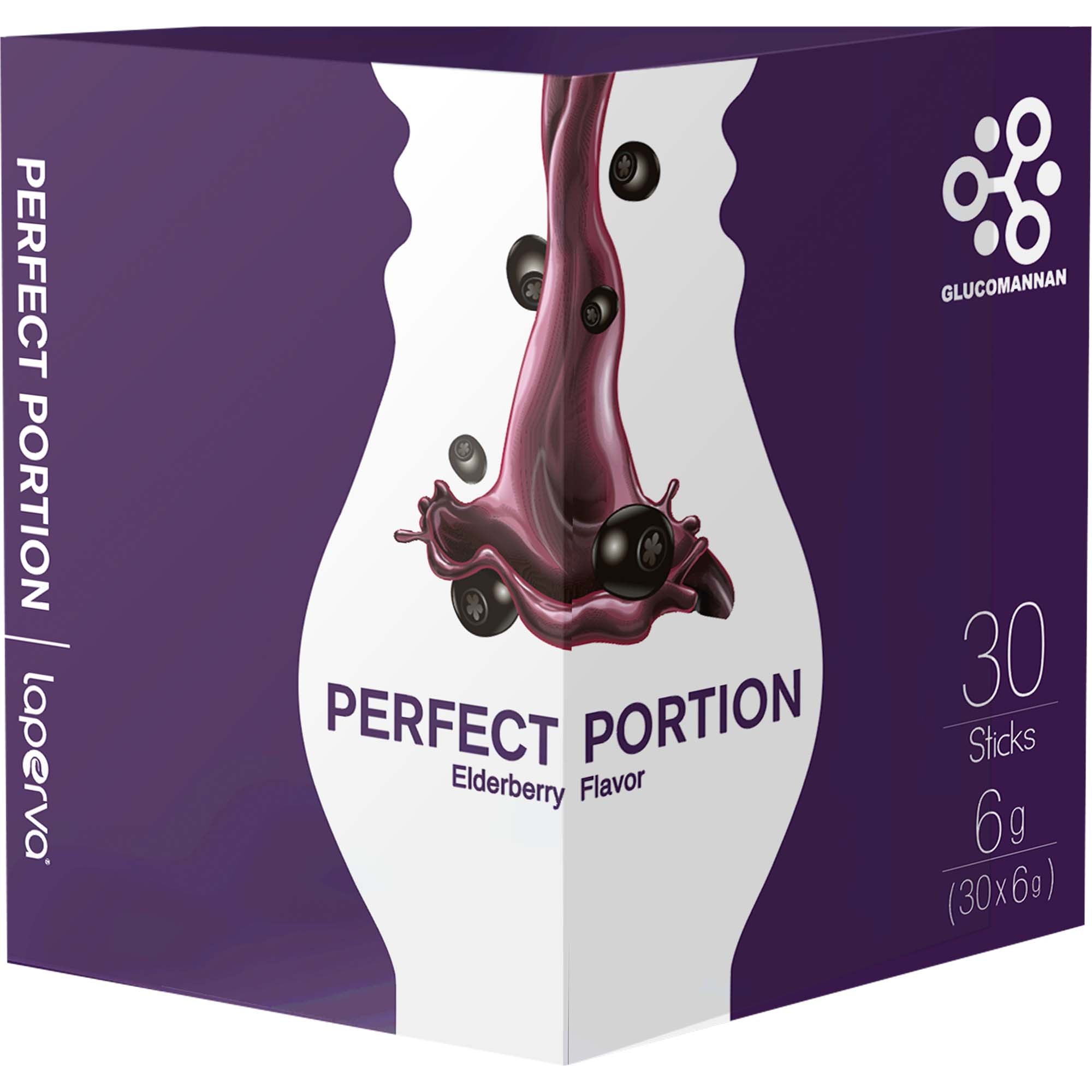 Laperva Perfect Portion, 30 Sticks, Elderberry, Appetite Suppressant, Rich in Glucomannan