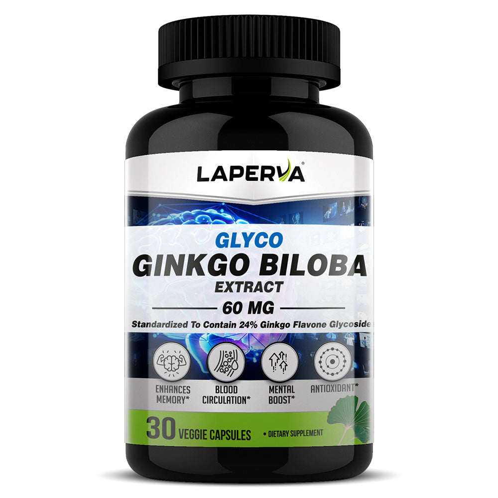 Laperva Ginkgo Biloba, 60 mg, 30 Veggie Capsules, Enhances Memory, Blood Circulation