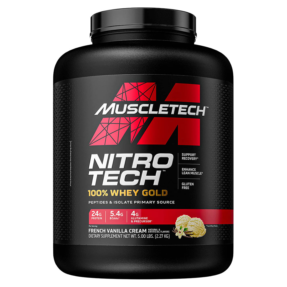 Muscletech Nitro Tech Whey Gold, French Vanilla, 5 LB, Build more Strength and Muscle