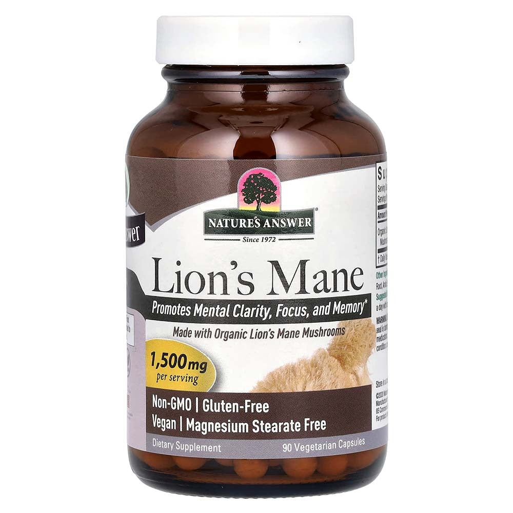 Nature's Answer Lions Mane, 1500 mg, 90 Veggie Capsules, Brain & Nervous System Support
