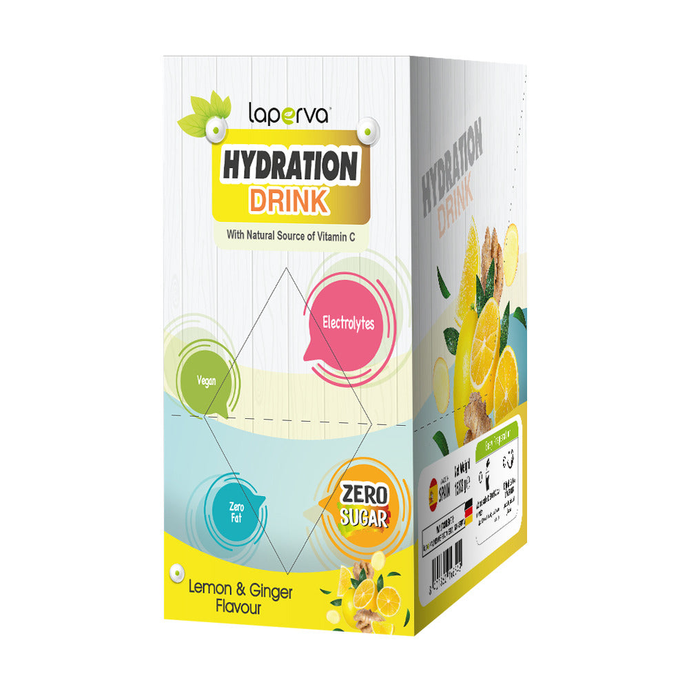 Laperva Hydration Drink, Lemon & Ginger, 15 Sachets, Sugar-Free, Rich in Electrolytes
