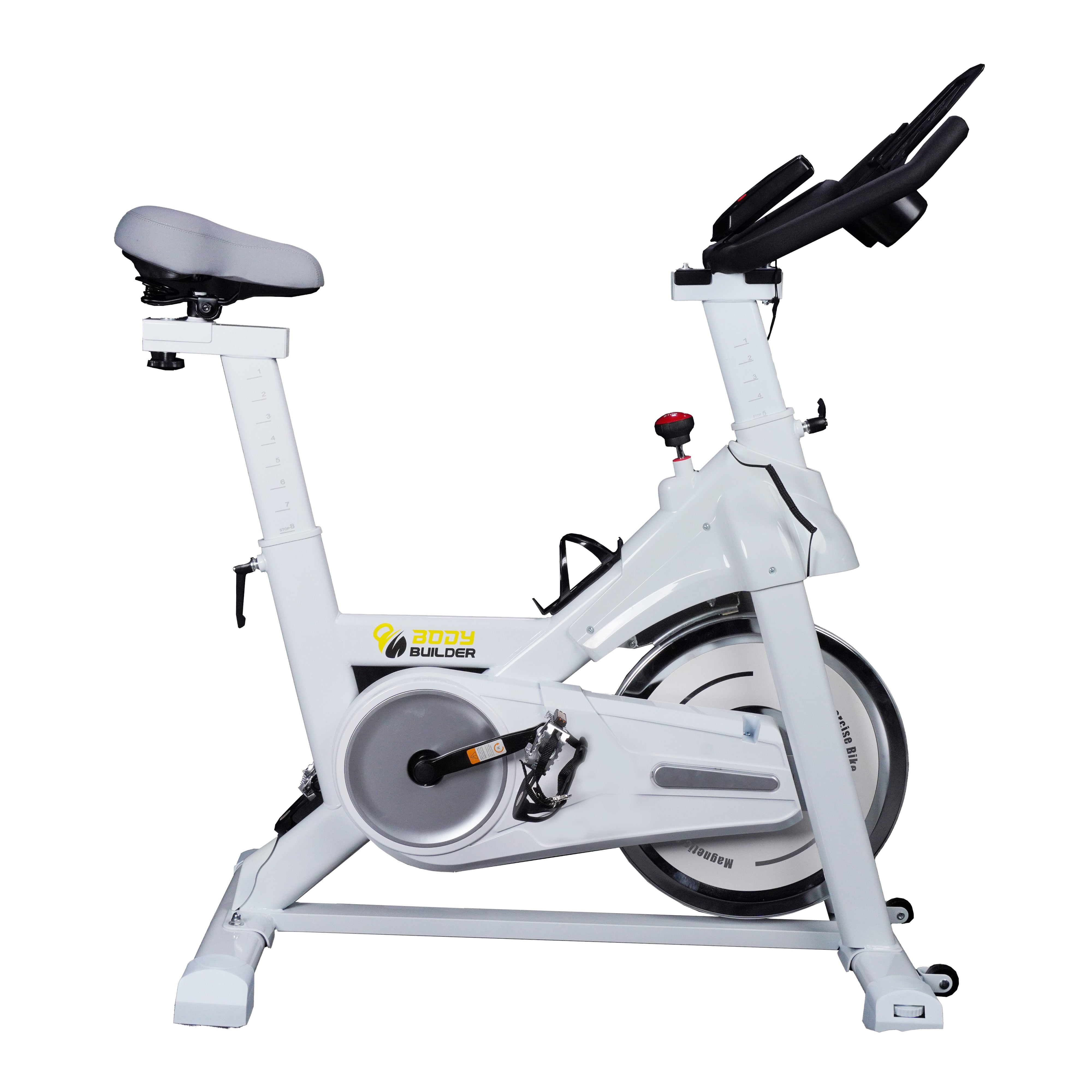 Body Builder Spin Bike, White & Silver, 1 Piece, Strengthen Heart Muscle