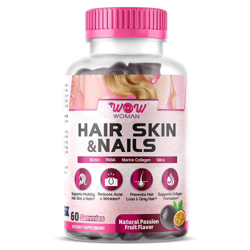 Wow Woman Hair Skin & Nails, Passion Fruit, 60 Gummies, Reduce Acne & Wrinkles
