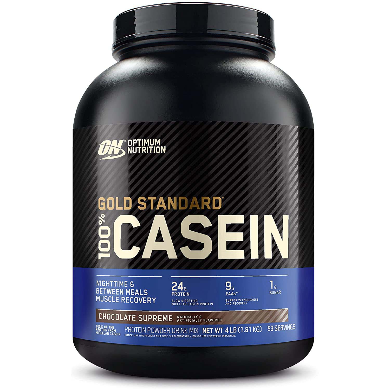 Optimum Nutrition Gold Standard 100% Casein, Chocolate Supreme, 4 LB, 24 Grams of Protein