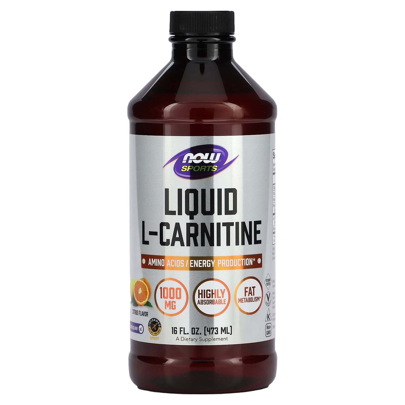 Now Liquid L-Carnitine, 473 Ml, 1000 mg, Energy Production, Highly Absorbable