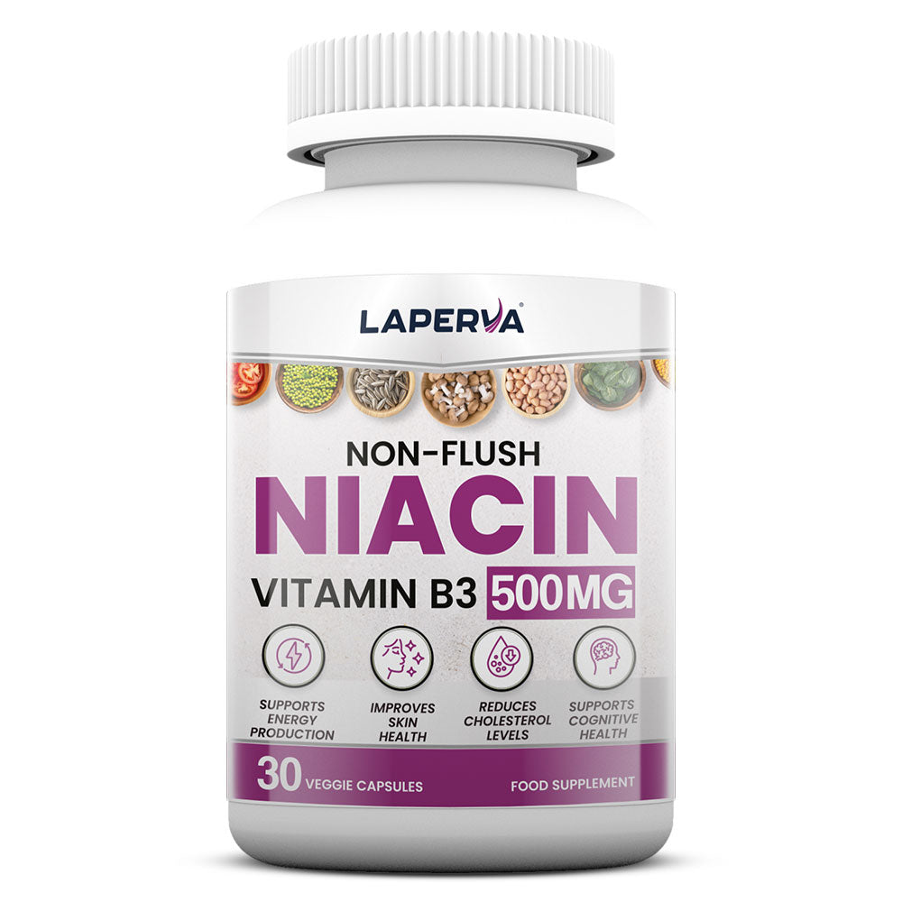 Laperva Non-flush Niacin Vitamin B3, 30 Veggie Capsules, Supports Energy Production