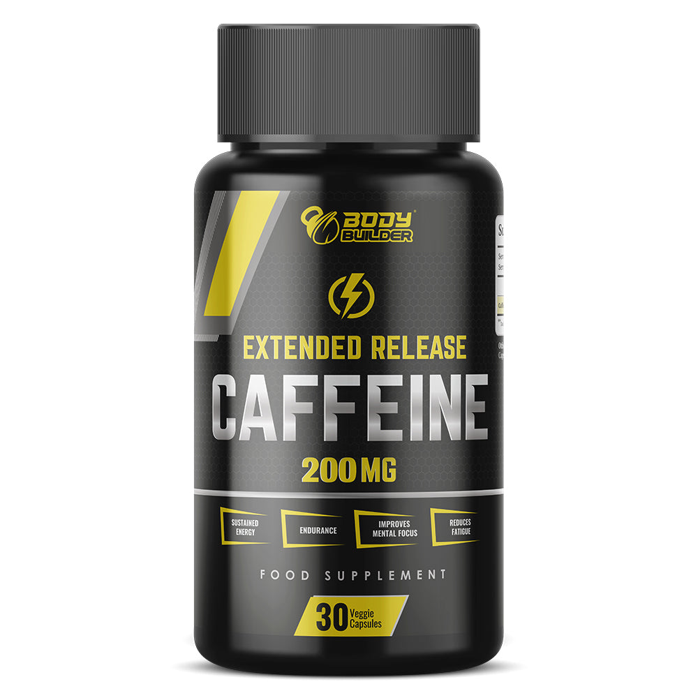 Body Builder Extended Release Caffeine, 30 Veggie Capsules, 200 mg, Improve Mental Focus