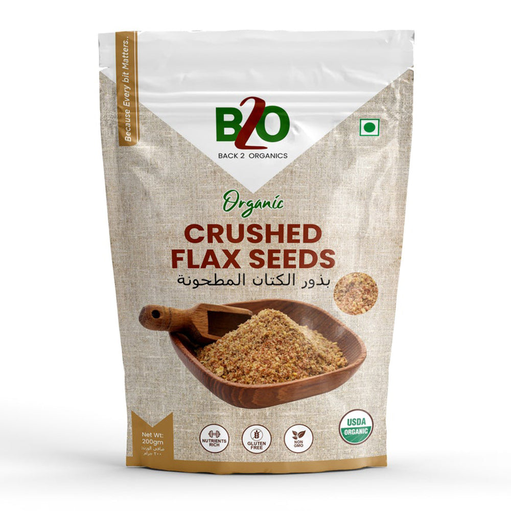 B2O Organic Flax Seeds Crushed, 200 Gm, Non GMO, Gluten Free, Nutrients Rich