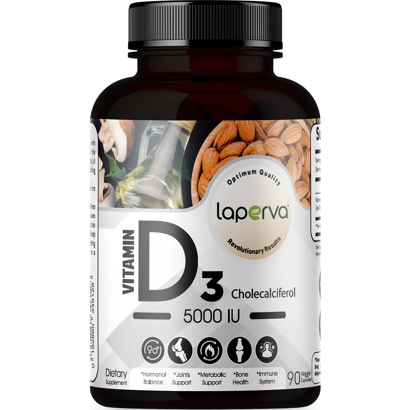 Laperva Vitamin D3, 5000 IU, 90 Veggie Capsules, Improving Metabolism, Supporting Joint Health