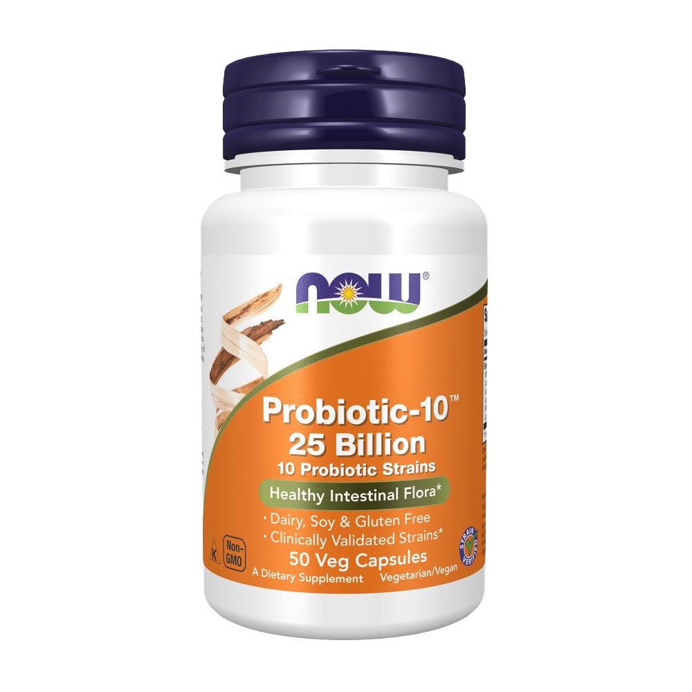 Now Probiotic, 50 Veggie Capsules, 25 Billion Active Cells, Contains 10 Probiotic Strains