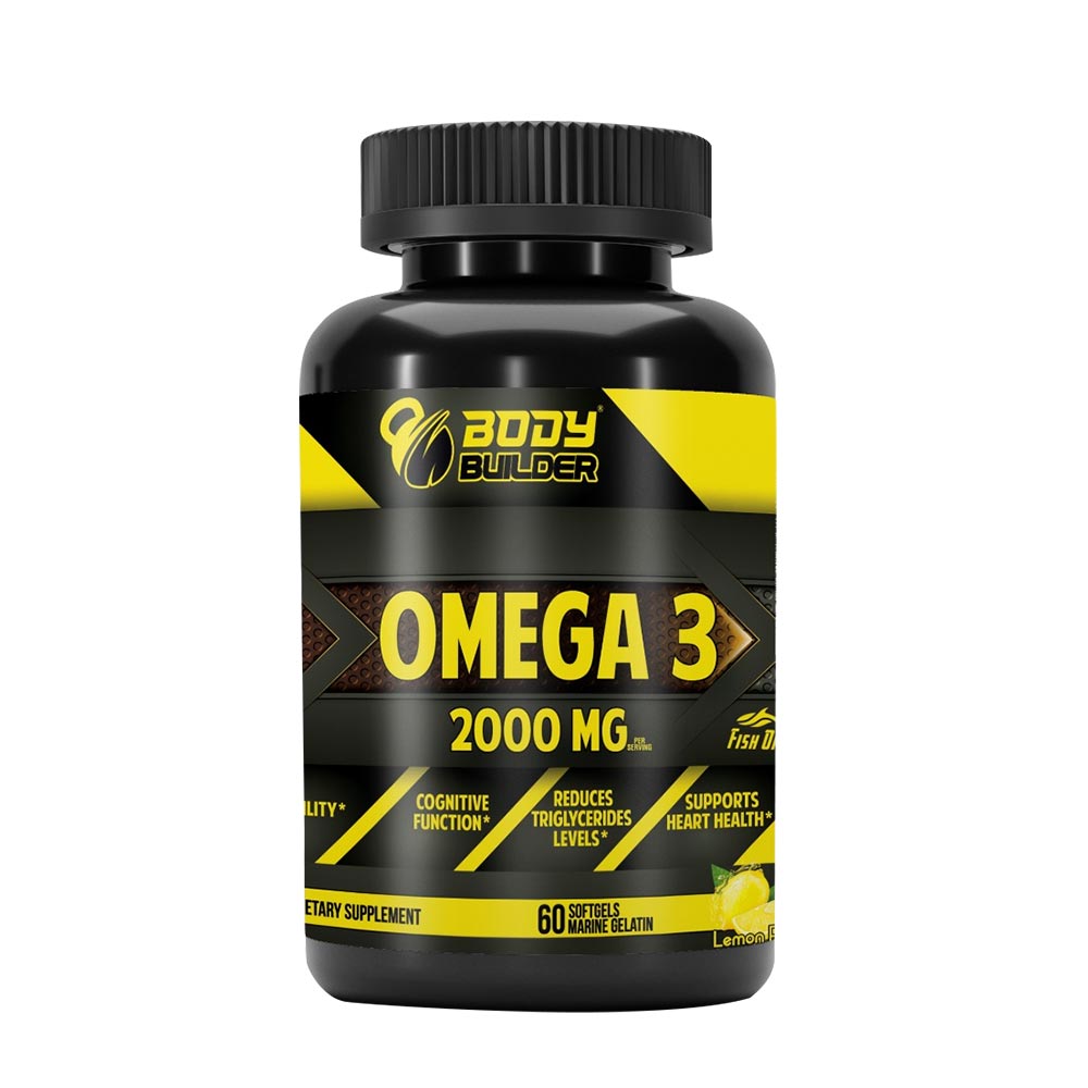 Body Builder Omega-3, 60 Softgels, 2000 mg, Lowering Blood Pressure, Prevention Of Depression and Anxiety