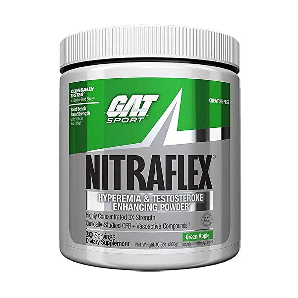 Gat Nitraflex Pre Workout, Green Apple, 30, Improved Flavor Systems, No Artificial Colors or Dyes