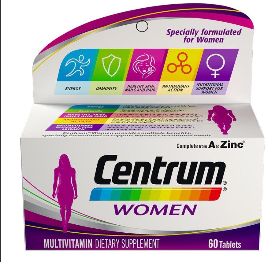 Centrum Women Multivitamins, 60 Tablets, Increases Energy, Supports Immune Health